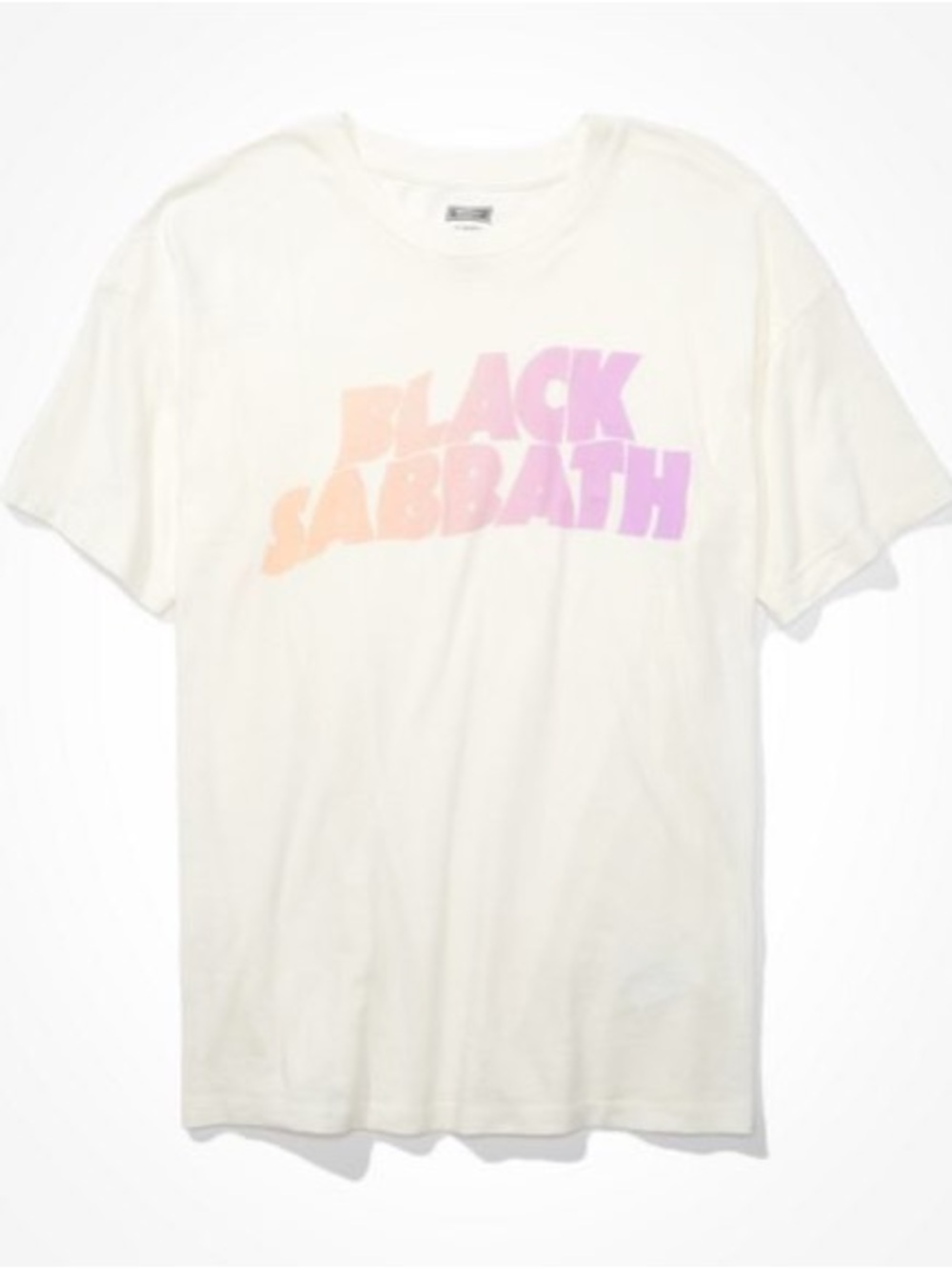 Tailgate Black Sabbath Oversized Graphic Tee - White with Pink/Peach Logo
